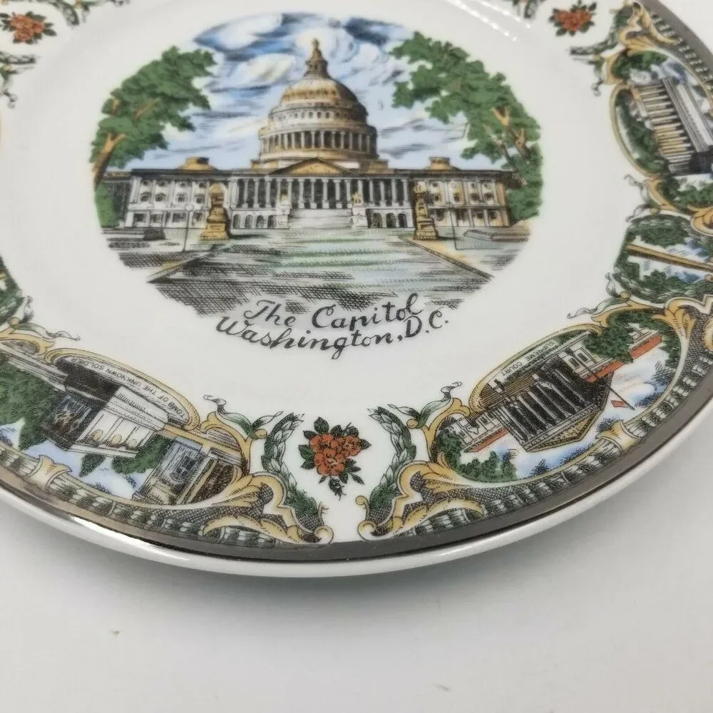 Vintage Capital Washington DC Collector Plate Souvenir White House Japan